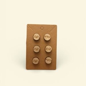 Inspirational Wooden Stud Earring 3 Pair Set - Brown